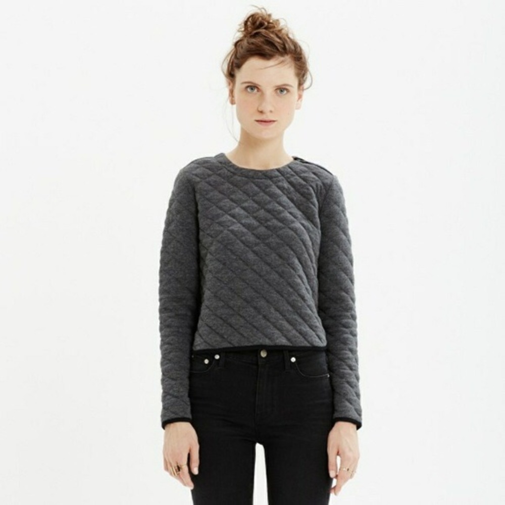 madewell soho quilted crop pullover